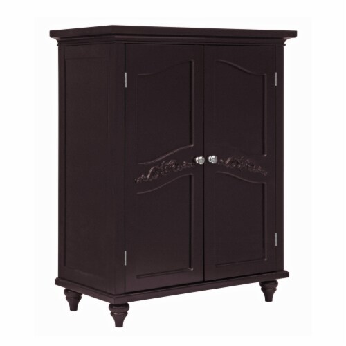 Elegant Home Fashions Wooden Bathroom Floor Storage Cabinet Room Space Saver Espresso Perspective: left