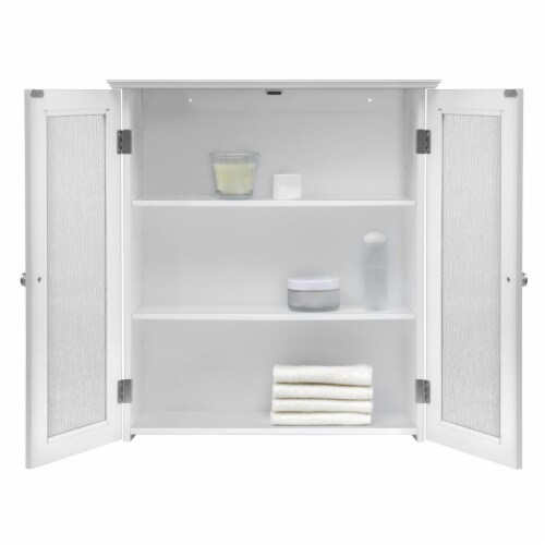 Teamson Home Bathroom Wall Storage Cabinet Space Saver w/ 3 Shelves White Perspective: left