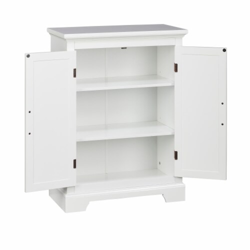 Elegant Home Fashions Wooden Bathroom Freestanding Floor Storage Cabinet Space Saver, White Perspective: left