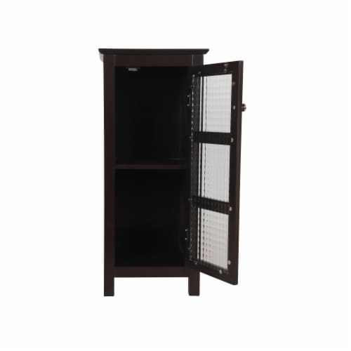 Elegant Home Fashions Wooden Bathroom Cabinet Floor & Glass Door Brown 6216 Perspective: left