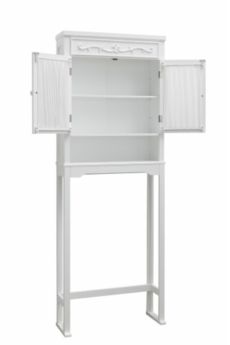 Elegant Home Fashions Bathroom Over the Toilet Cabinet with Adjust Storage Shelf White Perspective: left
