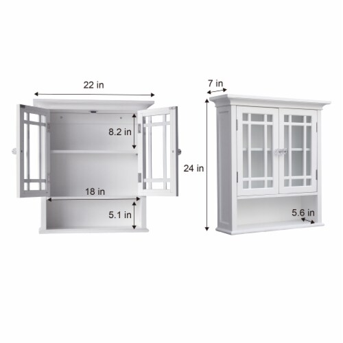 Elegant Home Fashions Wooden Bathroom Wall Storage Cabinet Space Saver Organizer, White Perspective: left