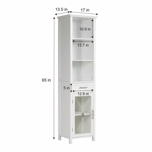 Elegant Home Fashions Wooden Bathroom Linen Cabinet Functional Storage