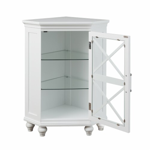 Elegant Home Fashions Wooden Bathroom Corner Floor Cabinet White ELG-631 Perspective: left