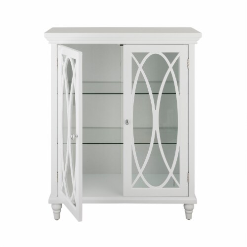 Elegant Home Fashions Wooden Bathroom Floor Storage Cabinet Living Room Space Saver, White Perspective: left