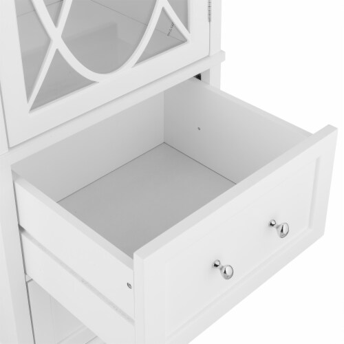 Elegant Home Fashions Florence Wooden Linen Tower Cabinet with Storage, White ELG-636S Perspective: left