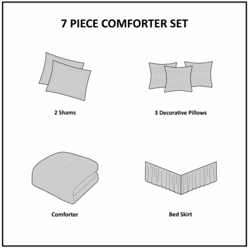 Madison Park Hampton 7 Piece Comforter Set, Queen, White Perspective: left