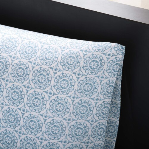 Madison Park MPE10-117 Essentials Serenity Complete Bed & Sheet Set King Aqua,King Perspective: left