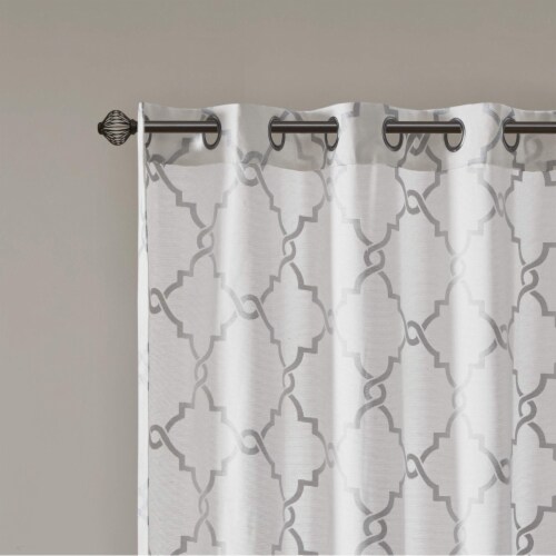 Madison Park Westmont Fretwork Print Grommet Top Window Curtain - Ivory Perspective: left