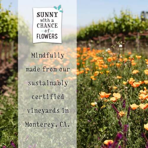 Sunny With A Chance of Flowers Low Calorie Chardonnay White Wine Perspective: left