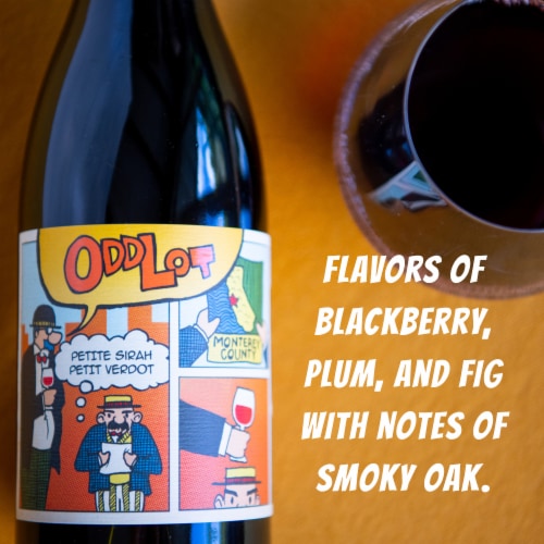 Odd Lot Petite Sirah-Petit Verdot Red Blend Perspective: left