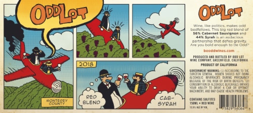 Odd Lot Cabernet Sauvignon-Syrah Red Blend Wine Perspective: left