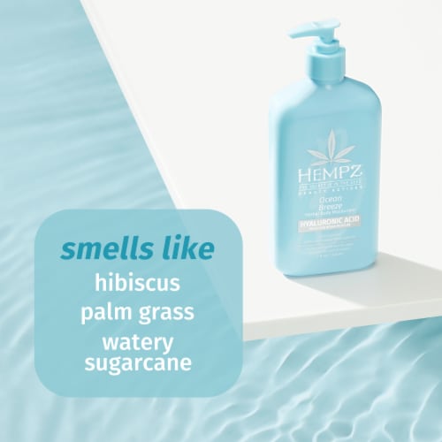 Hempz Beauty Actives Ocean Breeze Herbal Body Moisturizer with Hyaluronic Acid Perspective: left