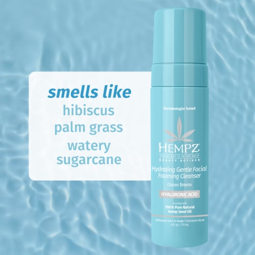 Hempz Beauty Actives Ocean Breeze Gentle Facial Foaming Cleanser with Hyaluronic Acid Perspective: left