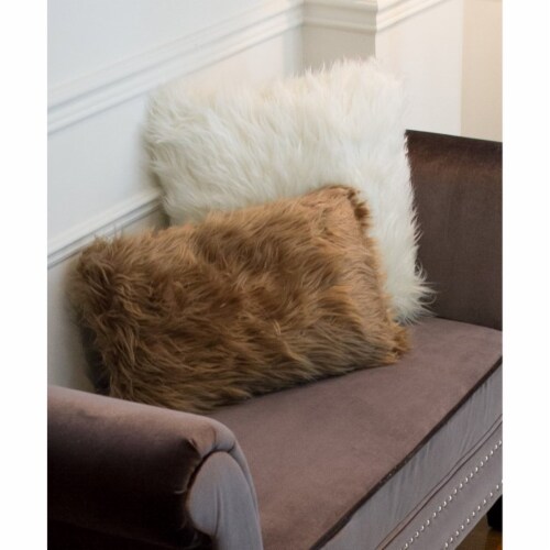 Tan faux fur pillow best sale