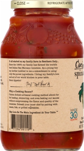 Cucina Antica Fresh Spinach Marinara Sauce Perspective: left