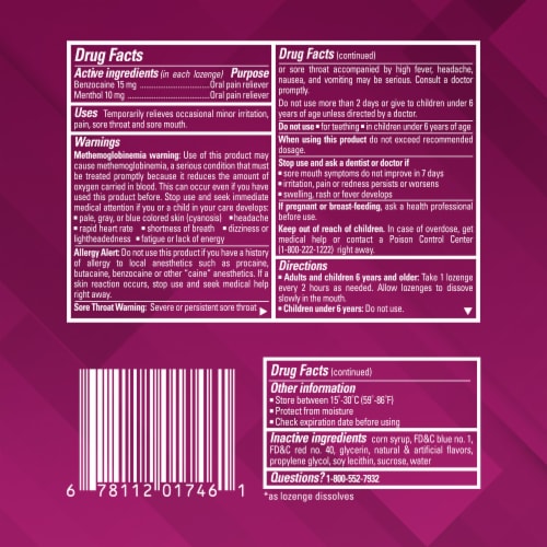 Chloraseptic Max Strength Wild Berries Sore Throat Lozenges Perspective: left