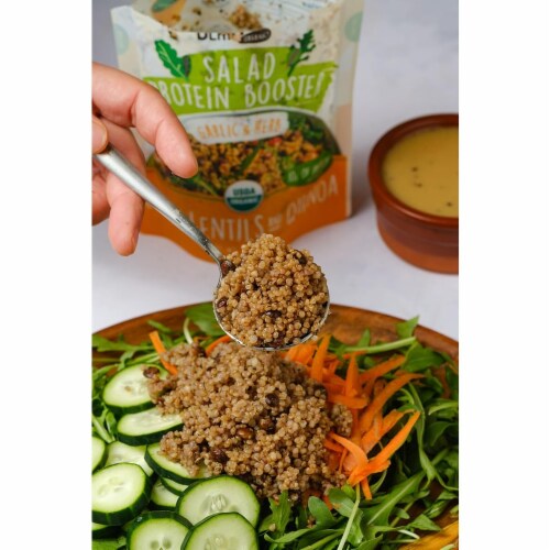 BeanVIVO 3-Pack Salad Protein Booster, Organic Lentils & Quinoa with Garlic & Herbs, 5oz Pouc Perspective: left