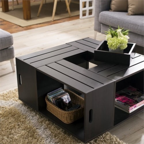 Espresso square clearance coffee table
