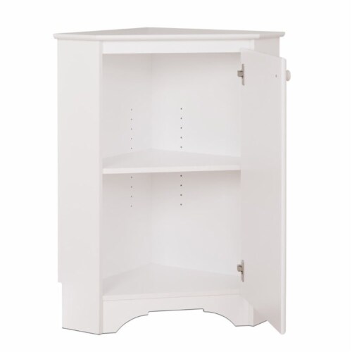 Atlin Designs Modern Wood Corner Storage Cabinet in Elite White Perspective: left