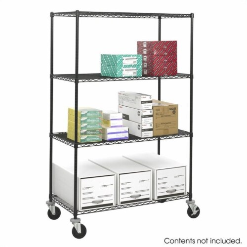 Pemberly Row 48 x24  Industrial Wire Shelving in Black Perspective: left