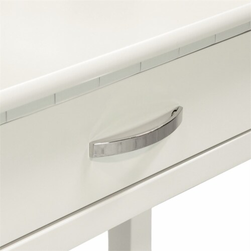 Bowery Hill Vanity Set with Stool in White Perspective: left