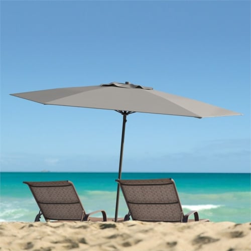 Atlin Designs 7.5' Patio Beach Umbrella in Gray Perspective: left
