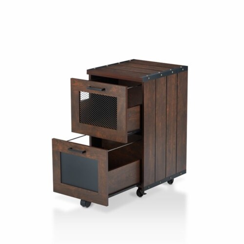Bowery Hill Industrial Filing Cabinet in Vintage Walnut Perspective: left