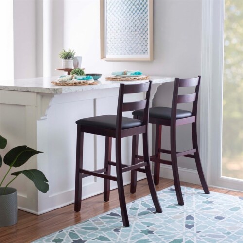 Riverbay Furniture 30 Faux Leather Bar Stool in Rich Espresso Perspective: left