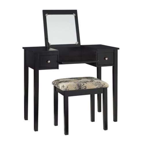 Riverbay Furniture Vanity Set Black with Bench Perspective: left