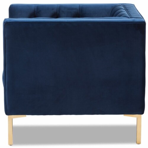 Baxton studio zanetta luxe and glamour shop navy velvet upholstered gold finished lounge chair