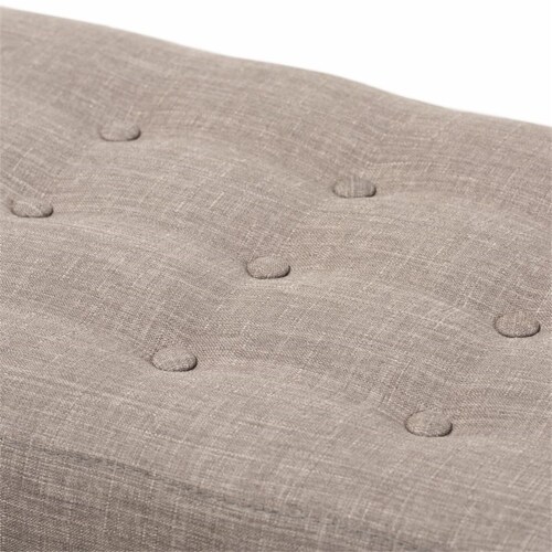Baxton Studio Elia Button Tufted Bedroom Bench in Light Gray Perspective: left