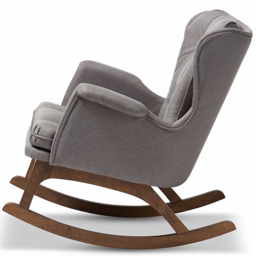 Baxton Studio Maggie Tufted Rocker in Gray and Walnut Perspective: left