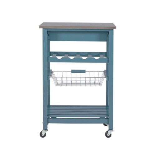 Riverbay Furniture Kitchen Cart in Blue Perspective: left