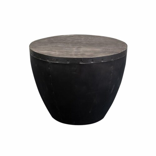 Slade Round End Table - Gray Perspective: left