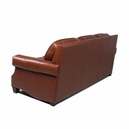 Maklaine Leather Sofa with Nail head Trim in Cobblestone Brown 1