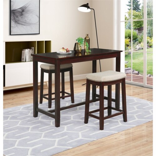 Riverbay Furniture 36 Wood Counter Height Pub Table in Brown 1