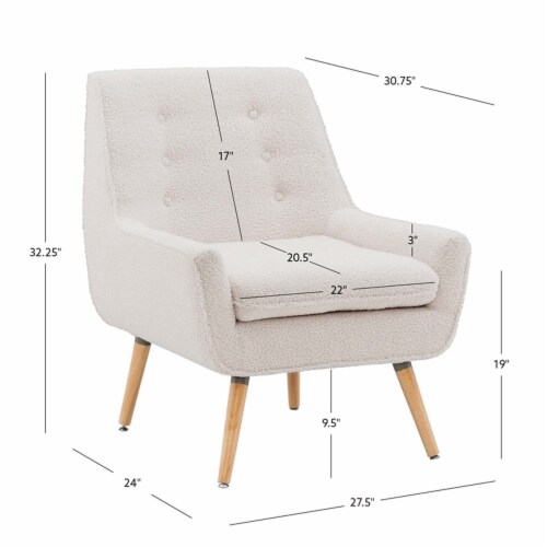 Riverbay Furniture Wood Upholstered Sherpa Accent Chair in Natural Perspective: left