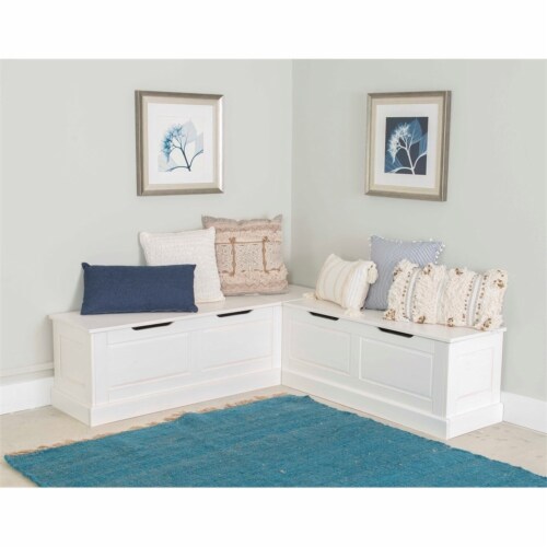Riverbay Furniture Backless Wood Corner Breakfast Nook in White 1