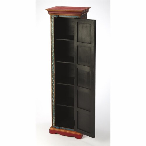 Beaumont Lane Boho Chic Traditional Wood Hand Painted Cabinet in Multi-Color Perspective: left