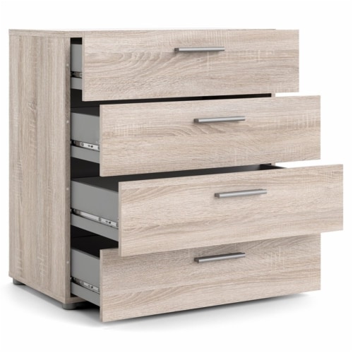 Levan Home Contemporary 4-Drawer Engineered Wood Chest/Bedroom Dresser in Beige Perspective: left