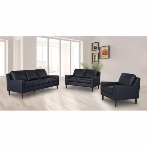 Hawthorne Collections Lazio High Quality Leather Chair - Black Perspective: left
