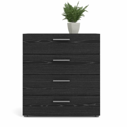 Levan Home Contemporary 4-Drawer Engineered Wood Chest in Black Perspective: left
