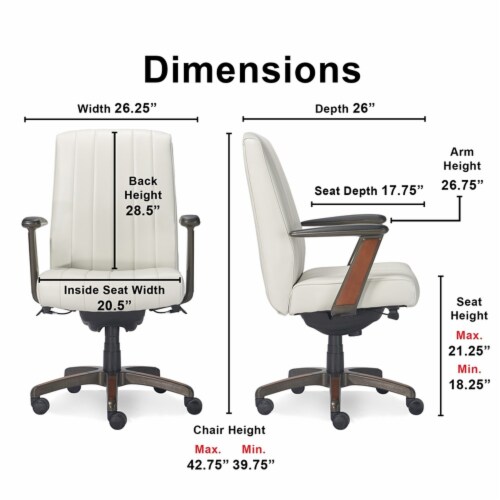 Scranton & Co Modern Executive Office Chair White Bonded Leather Perspective: left
