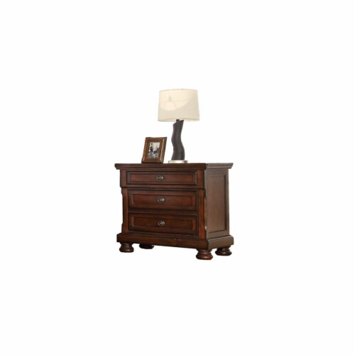 Galaxy Home Baltimore Wood Nightstand with Hidden Jewelry Drawer in Dark Walnut Perspective: left