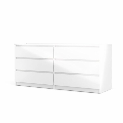Levan home 6 drawer double on sale bedroom dresser in white high gloss