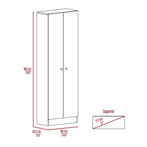 Levan Home Modern Engineered Wood Tall Utility Storage Cabinet/ Pantry in White Perspective: left