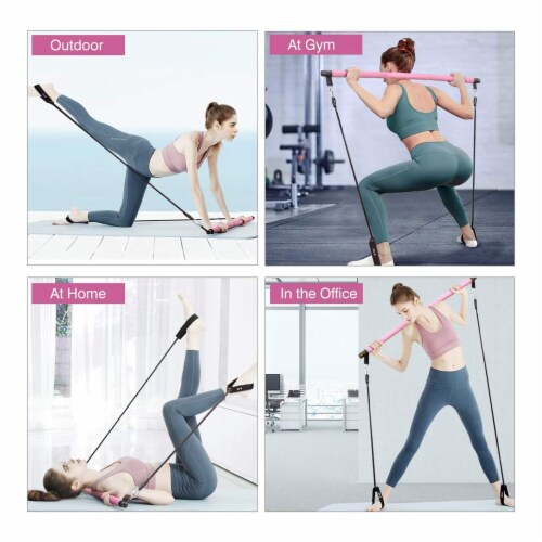 MALOOW Portable Pilates Bar with Adjustable Resistance Bands & Travel Bag,  Pink, 1 Piece - Harris Teeter