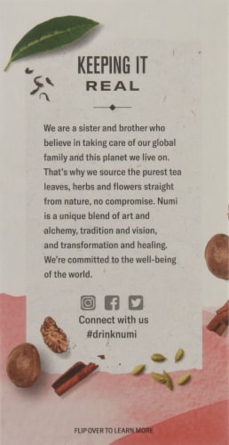 Numi Organic Spiced Rooibos Chai Tea Bags Perspective: left