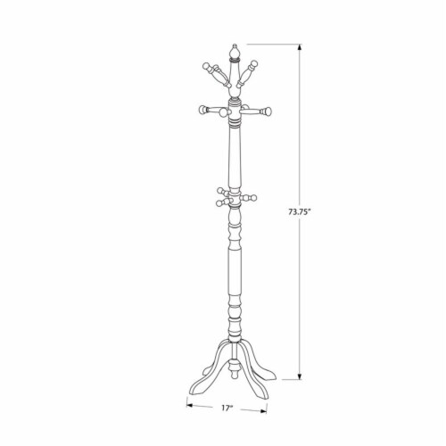 Monarch Specialties I 3179 17 x 17 x 73 in. Coat Rack - Grey Wood Traditional Style Perspective: left